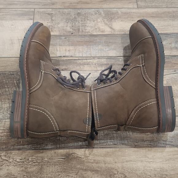 Dockers Mens Rawls Block Heel Lace Up Logger Boots Dark Tan 9M - Picture 7 of 9